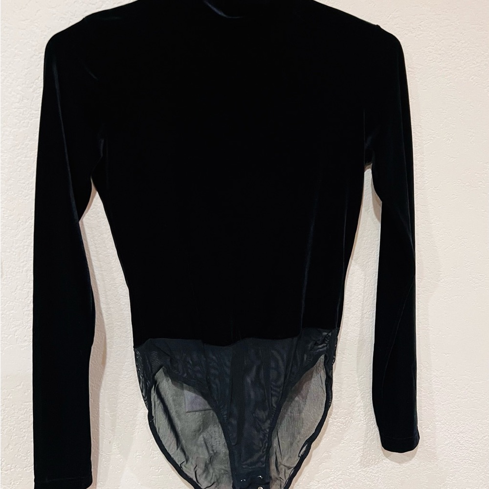 90’s Vintage Cambridge Dry Goods Black Velvet Turtleneck Bodysuit